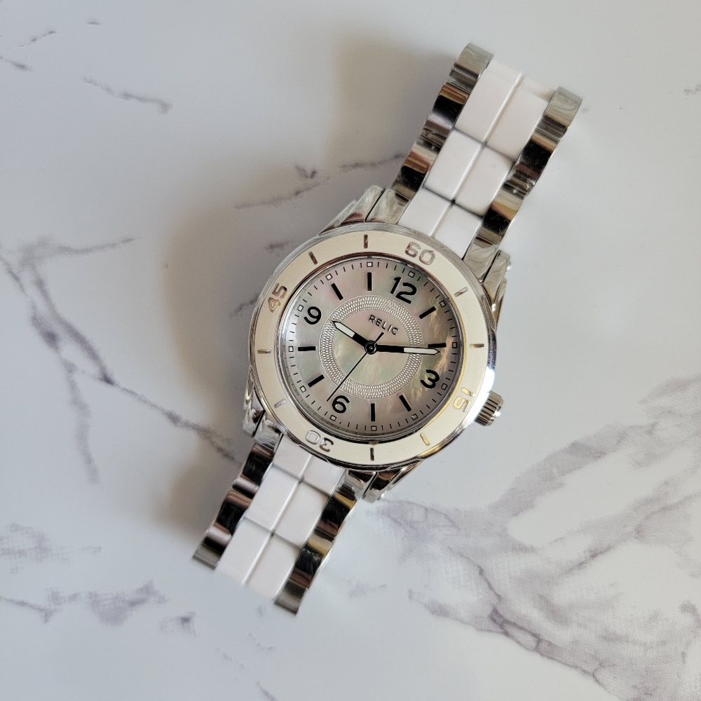 Relic Mother of Pearl Two Tone Watch